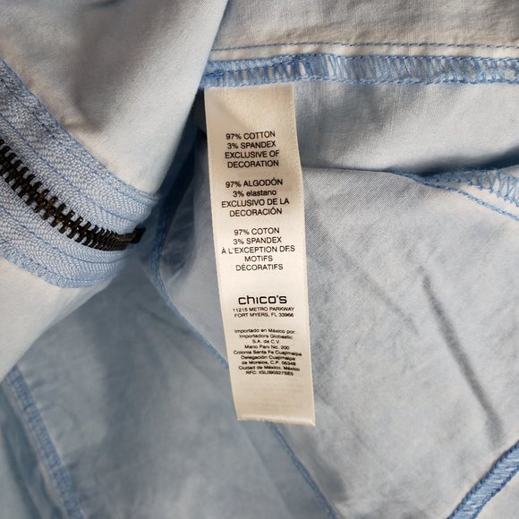 Chicos Zenergy womens 1 Medium blue lightweight full zip 3/4 sleeve jacket - Picture 8 of 10